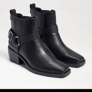 🌼SAM EDELMAN Bellamie Ankle Boot Bootie Black Silver Hardware 7.5 NEW